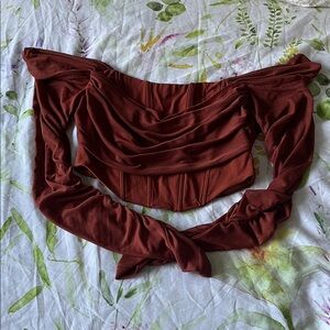 Cottagecore Corset Off-Shoulder Rust Crop Top